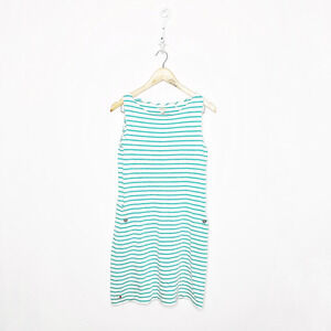 Barbour Dalmore Green White Striped Sleeveless Knit Shift Dress Pockets womens 6